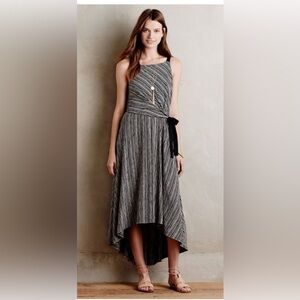 Anthropologie Maeve Salsola midi stripe hi-low asymmetrical dress boho feminine